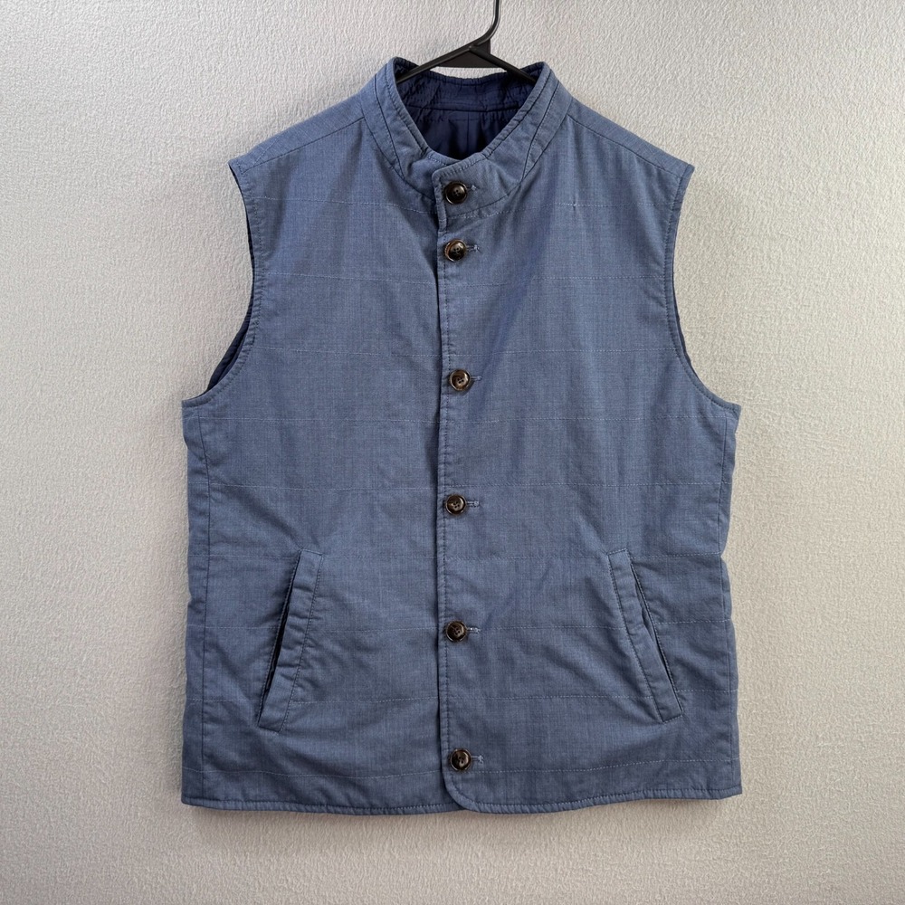Peter Millar Vest Mens XL Blue Reversible Quilted Windbreaker Golf Made in Italy